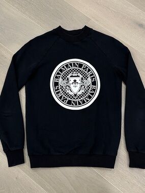 Balmain Women's Black Logo Crewneck Sweater - Size 34 (Balmain Size)